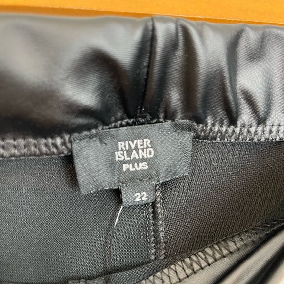 NWT River Island Faux Leather High Waisted Flare Trousers Sz 18 - Picture 8 of 13